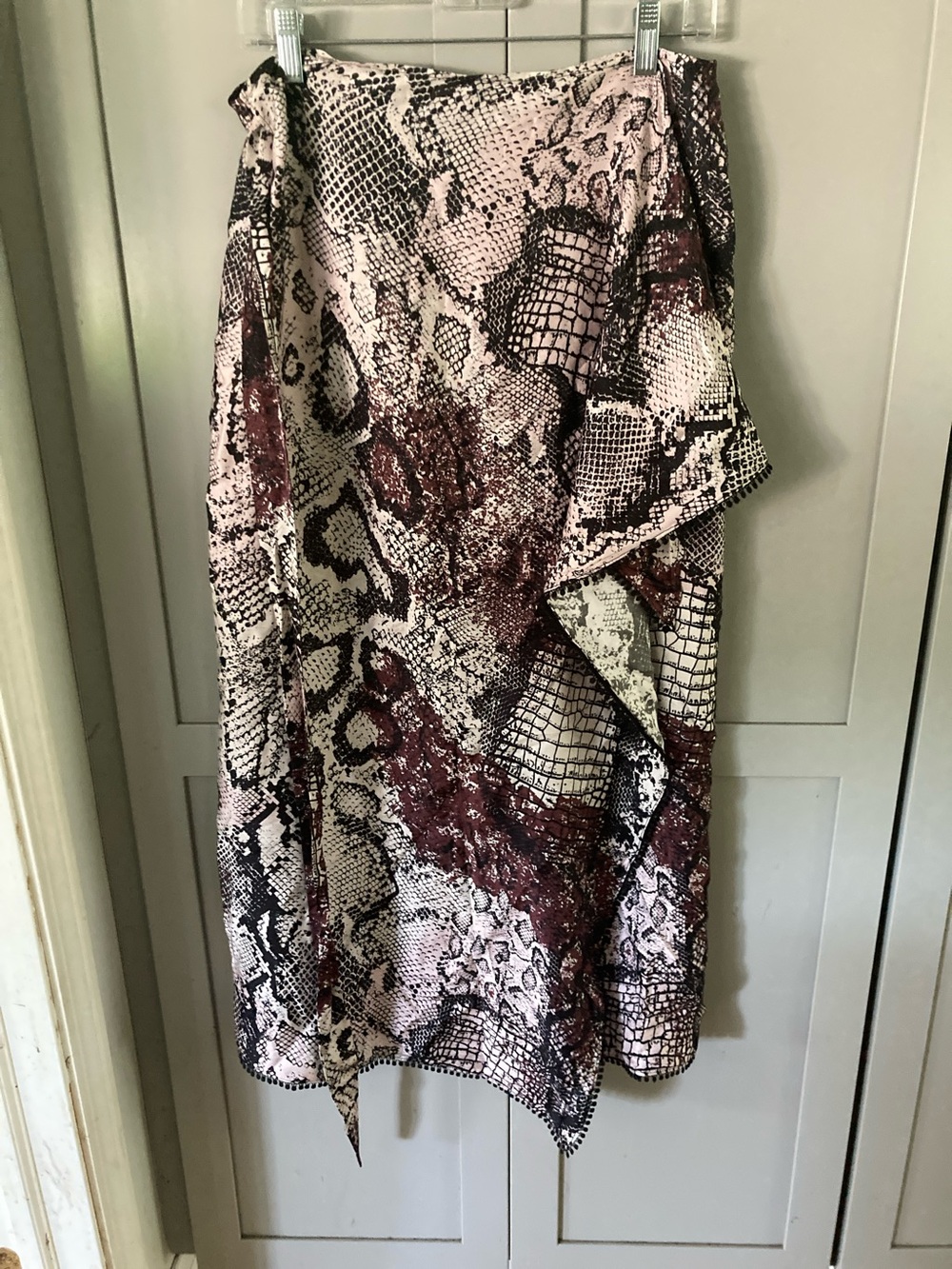 Ruti Easy Wrap Snake Print Midi Skirt NWT